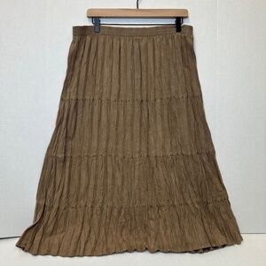 Alfred Dunner Brown Suede Beaded Maxi Skirt Size 12P